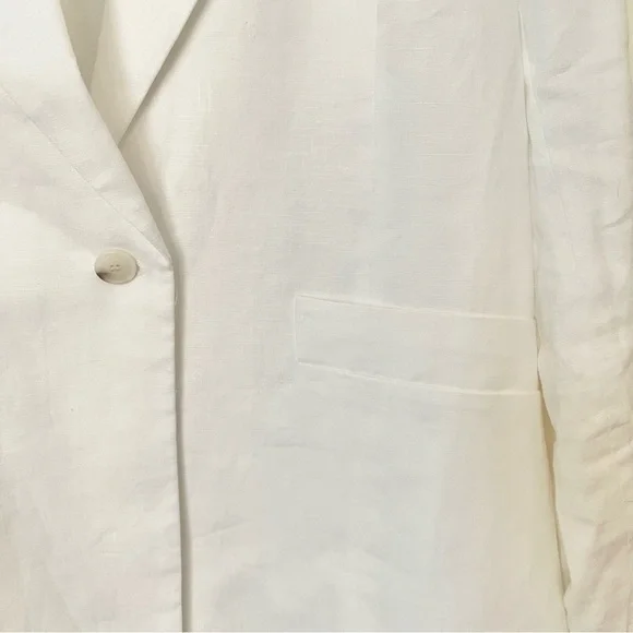 NWOT Tailored Seaming Linen Blazer in 100% Linen White 12 Office Professional - Picture 10 of 16